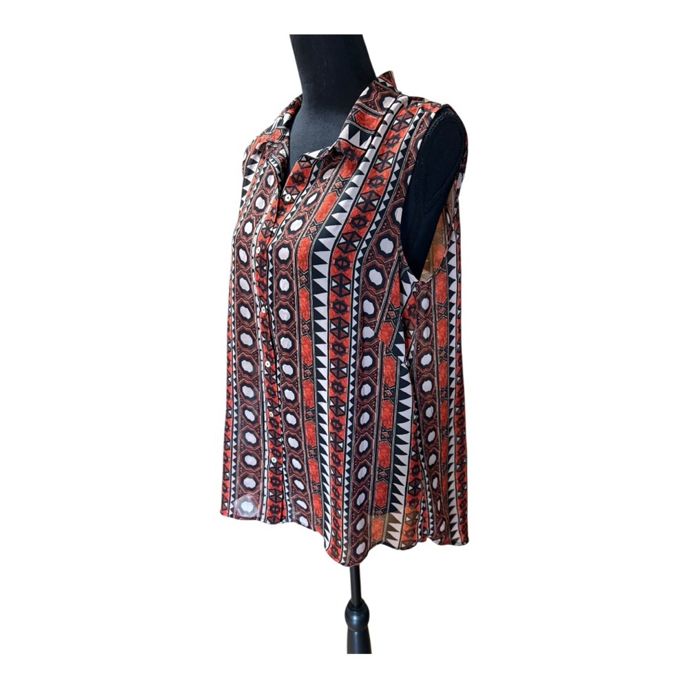 H&M Red and Black Geometric Button Down Shirt - Picture 4 of 6